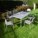 Nardi Turtle Dove Grey Libeccio Extending Table with 6 Bora Chair Set Dining Sets Nardi   