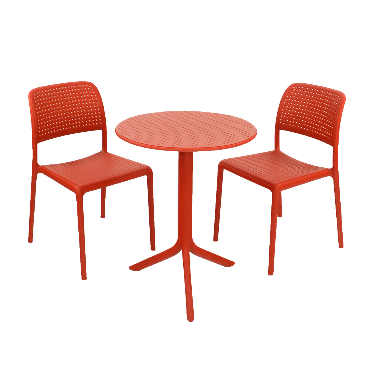 Nardi Red Step Garden Table with 2 Bistrot Chair Set Dining Sets Nardi   