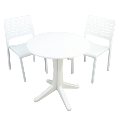 Trabella White Levante Dining Table with 2 Mistral Chairs Dining Sets Trabella Default Title  