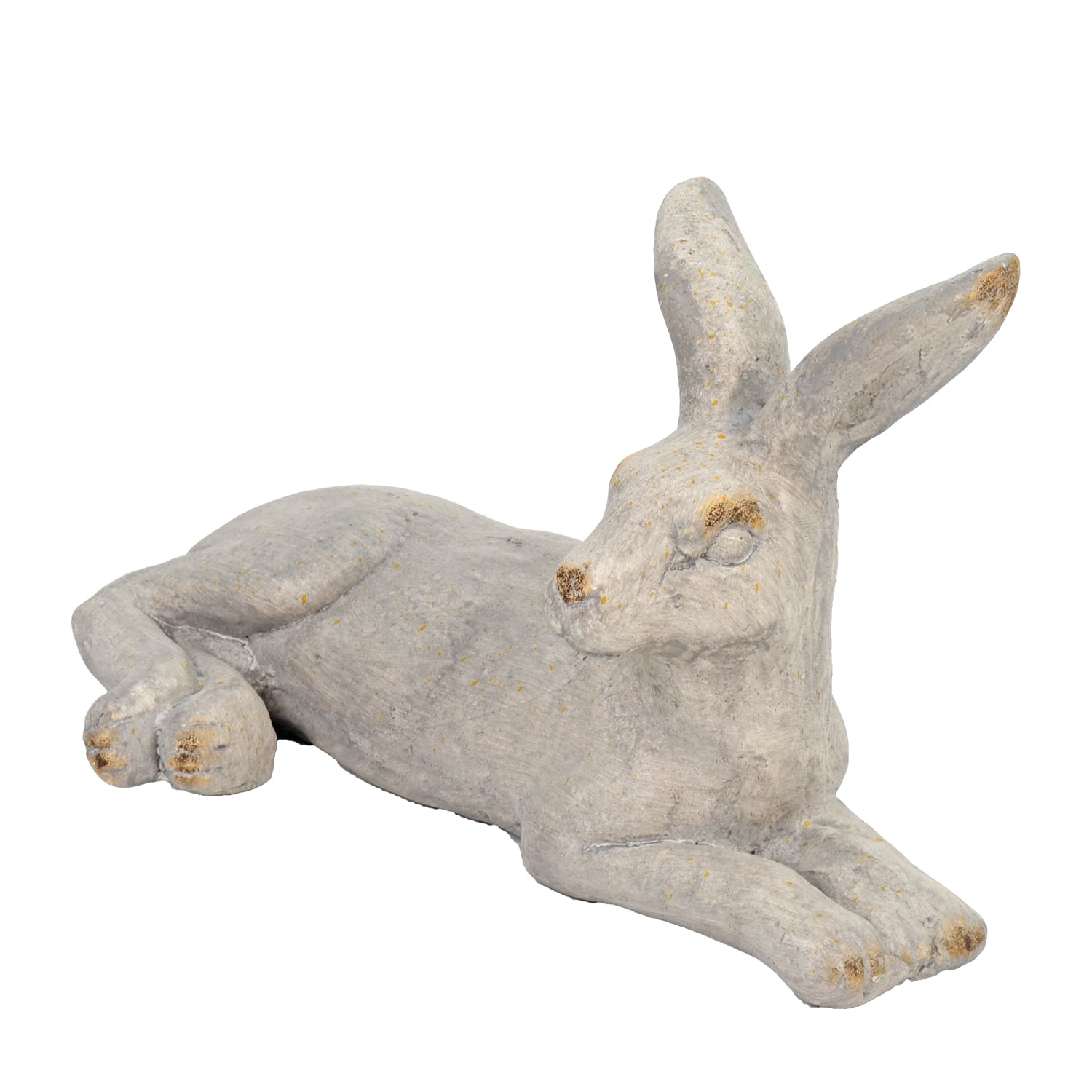 Solstice Sculptures Hare Lying 24cm Weathered Stone Effect Statues Solstice Sculptures   