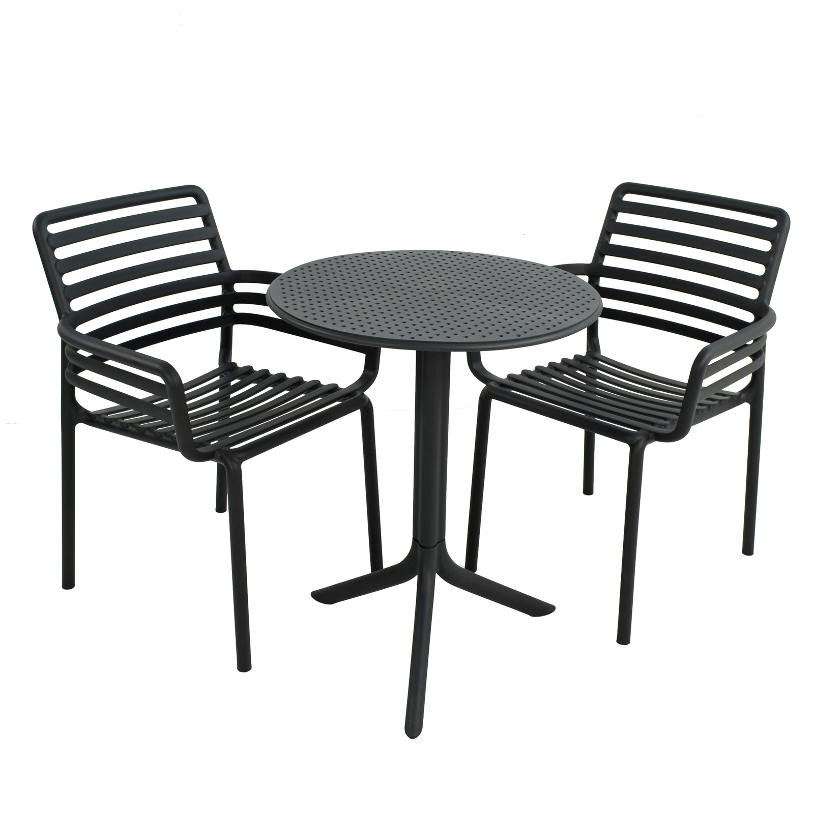 Nardi Step Garden Table with 2 Doga Chair Set in Anthracite Grey Dining Sets Nardi   