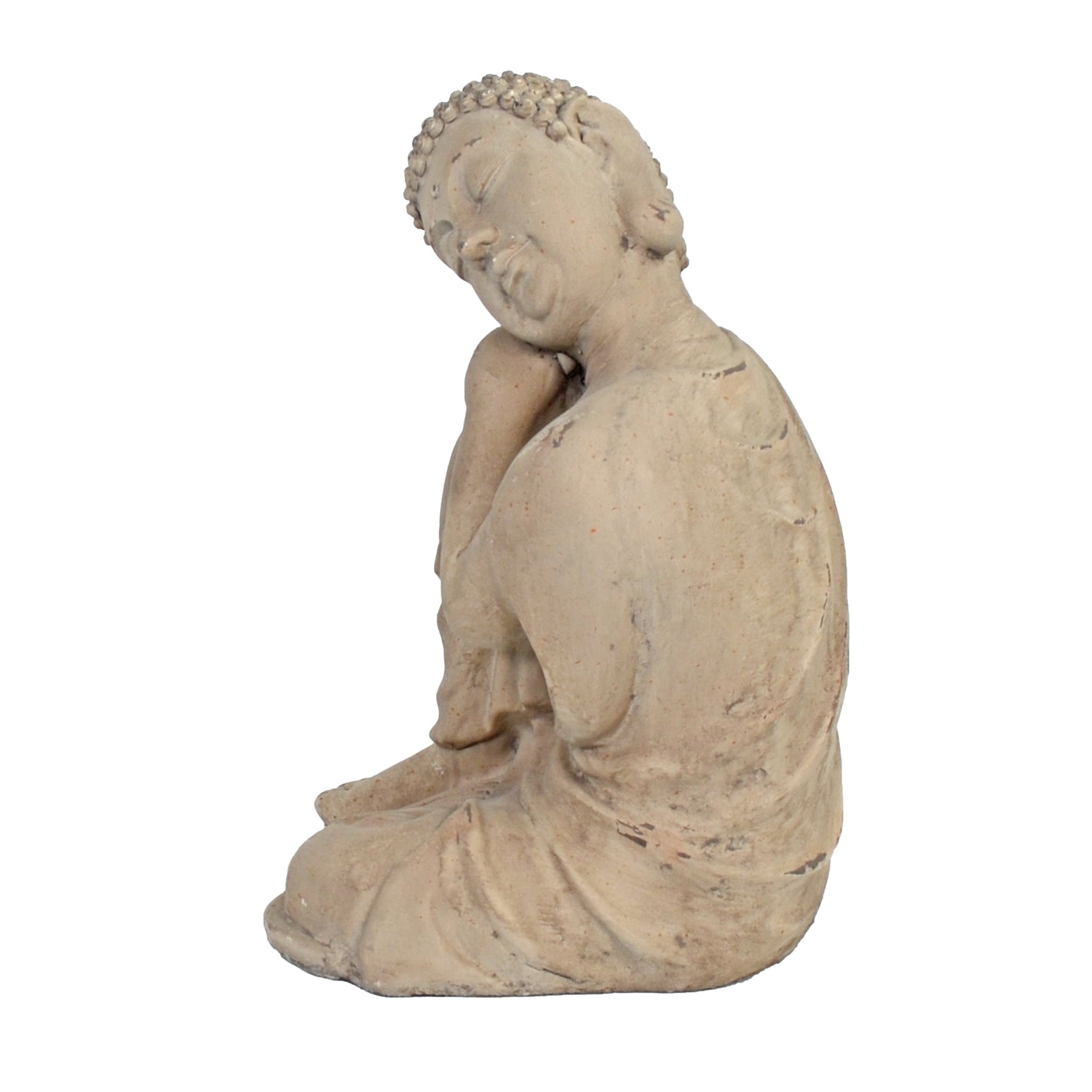 Solstice Sculptures Buddha Crouching 37cm Weathered Stone Effect Statues Solstice Sculptures   