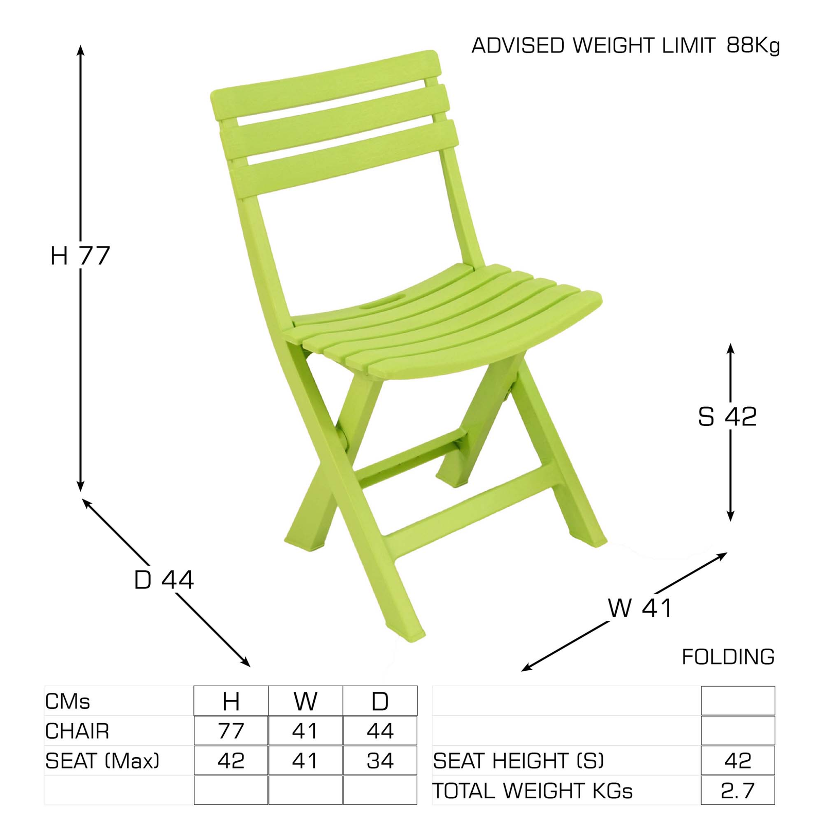 Trabella Brescia Folding Chair Lime Green (Pack of 2) Chairs Trabella   