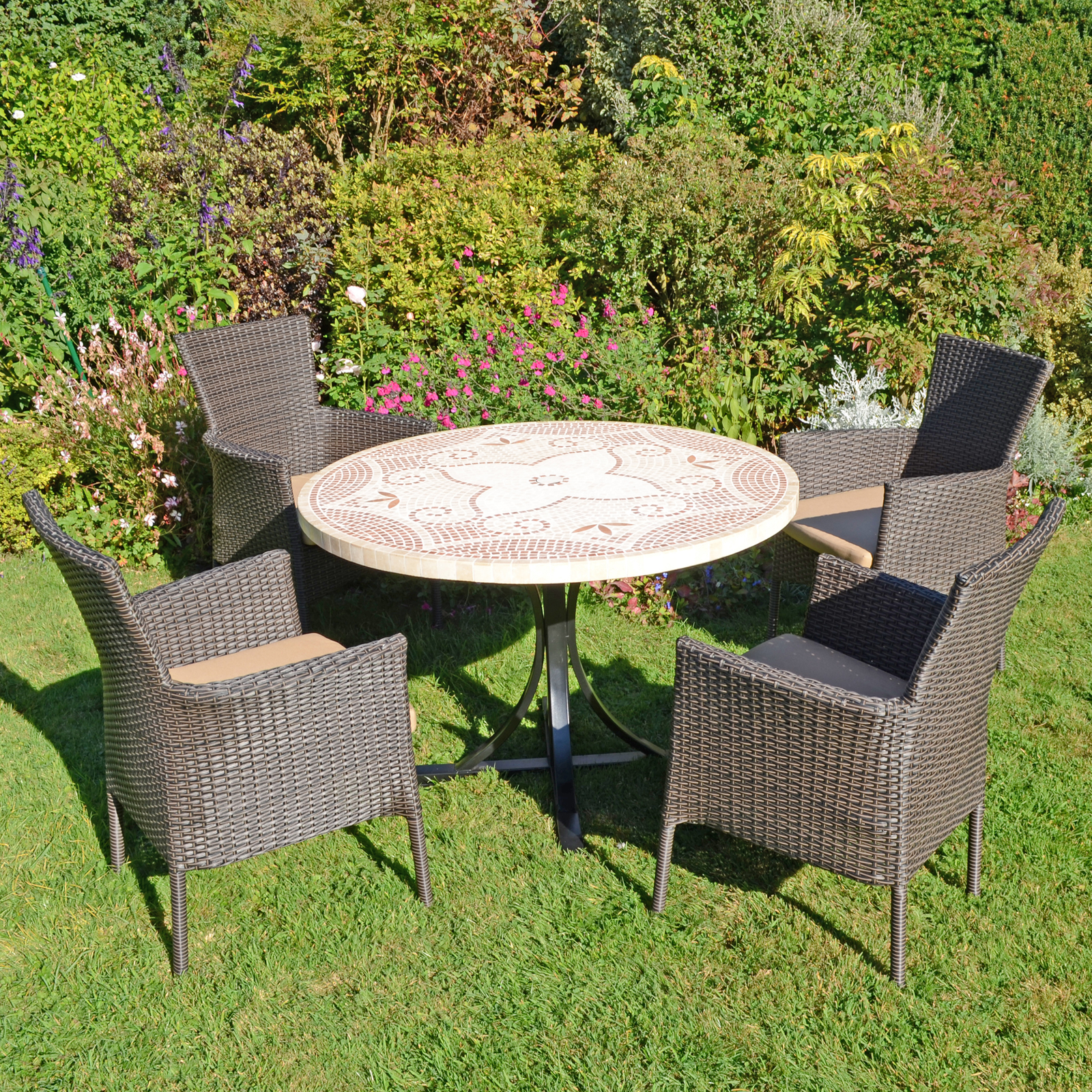Byron Manor Provence Stone Garden Dining Table With 4 Stockholm Brown Chairs Set Dining Sets Byron Manor   