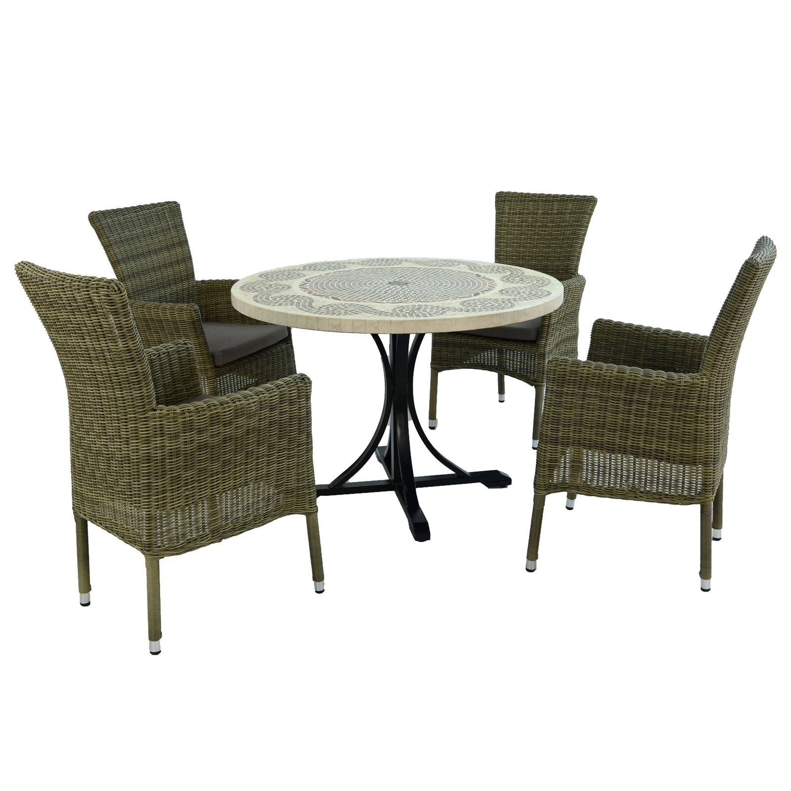Byron Manor Avignon Mosaic Stone Garden Dining Table With 4 Dorchester Chairs Dining Sets Byron Manor   