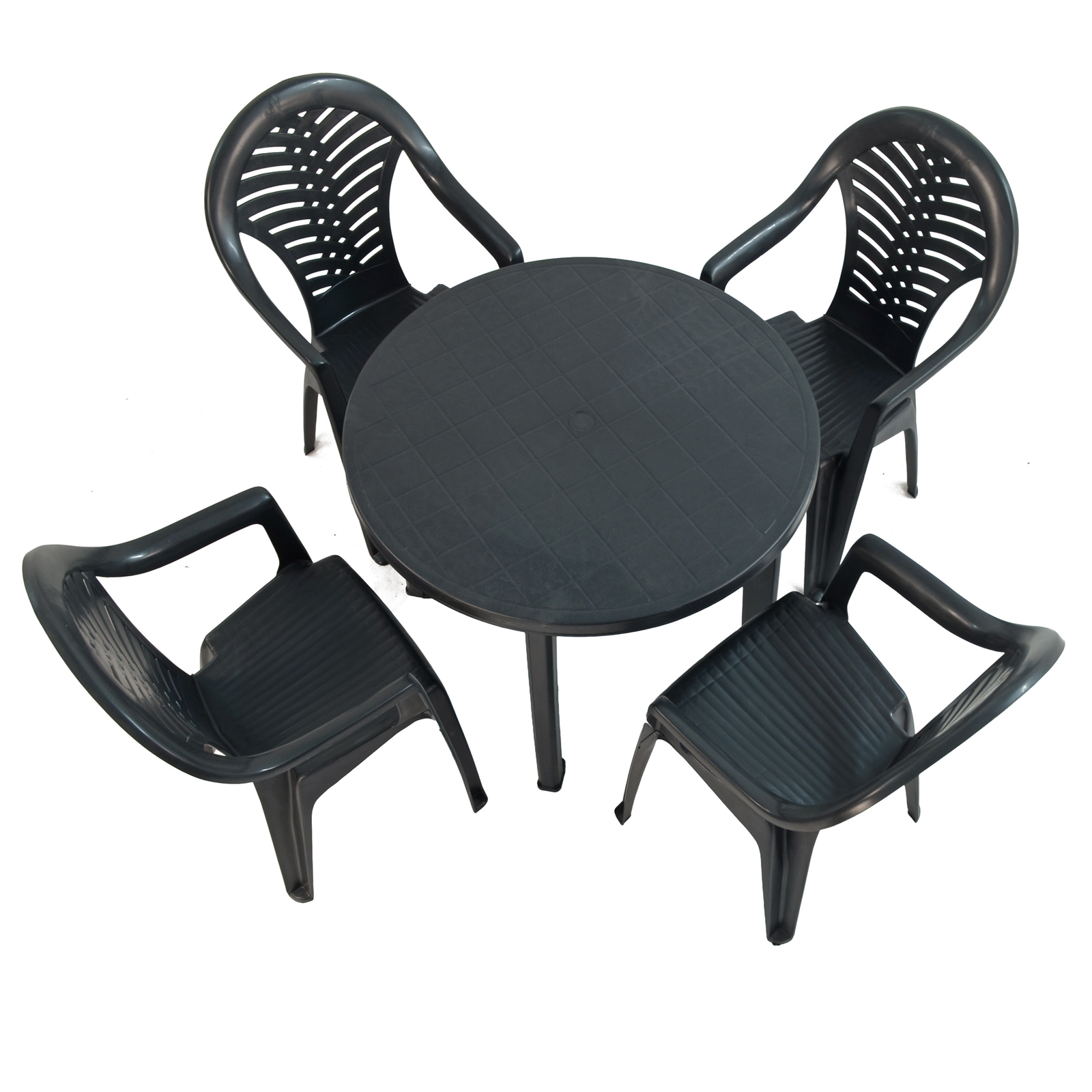 Trabella Revello Round Table With 4 Pineto Chairs Set Anthracite Grey Dining Sets Trabella Default Title  