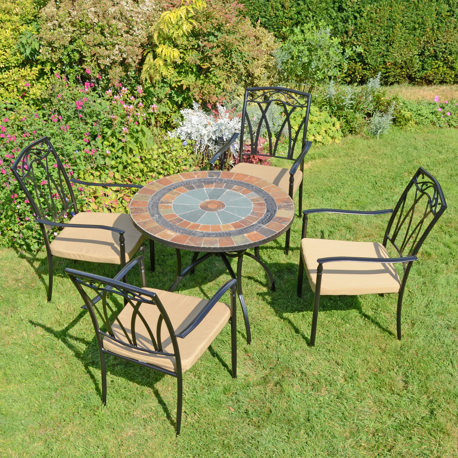 Exclusive Garden Villena 91cm Table With 4 Ascot Chairs Set Dining Sets Exclusive Garden   