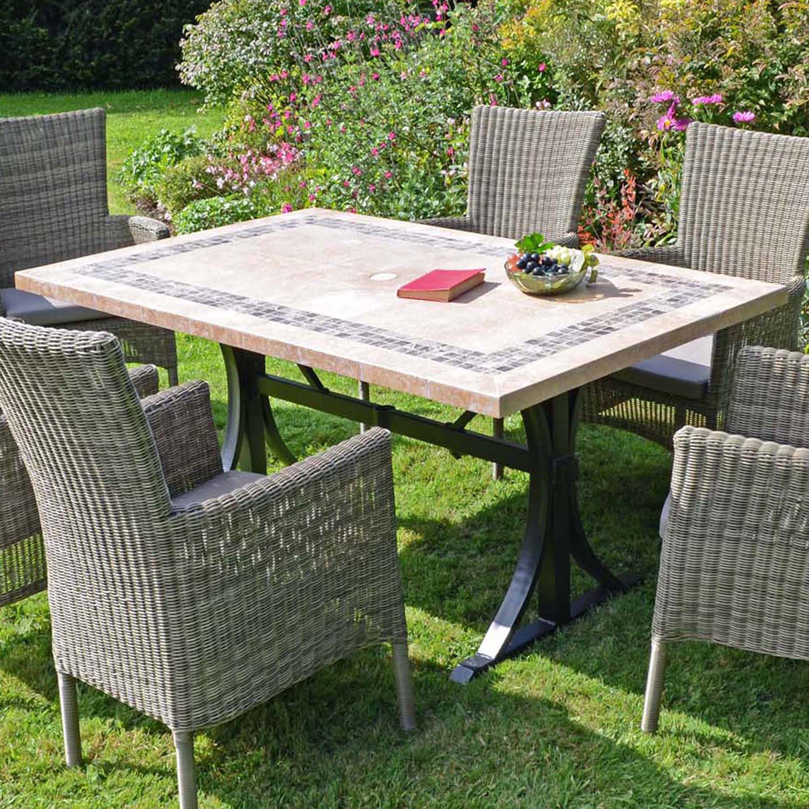 Byron Manor Charleston Stone Garden Dining Table with 6 Ascot Chairs Dining Sets Byron Manor   