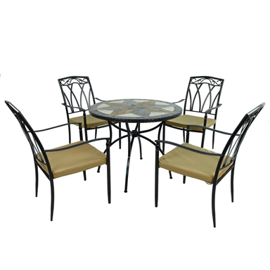 Exclusive Garden Montilla 91cm Table With 4 Ascot Chairs Set Dining Sets Exclusive Garden Default Title  
