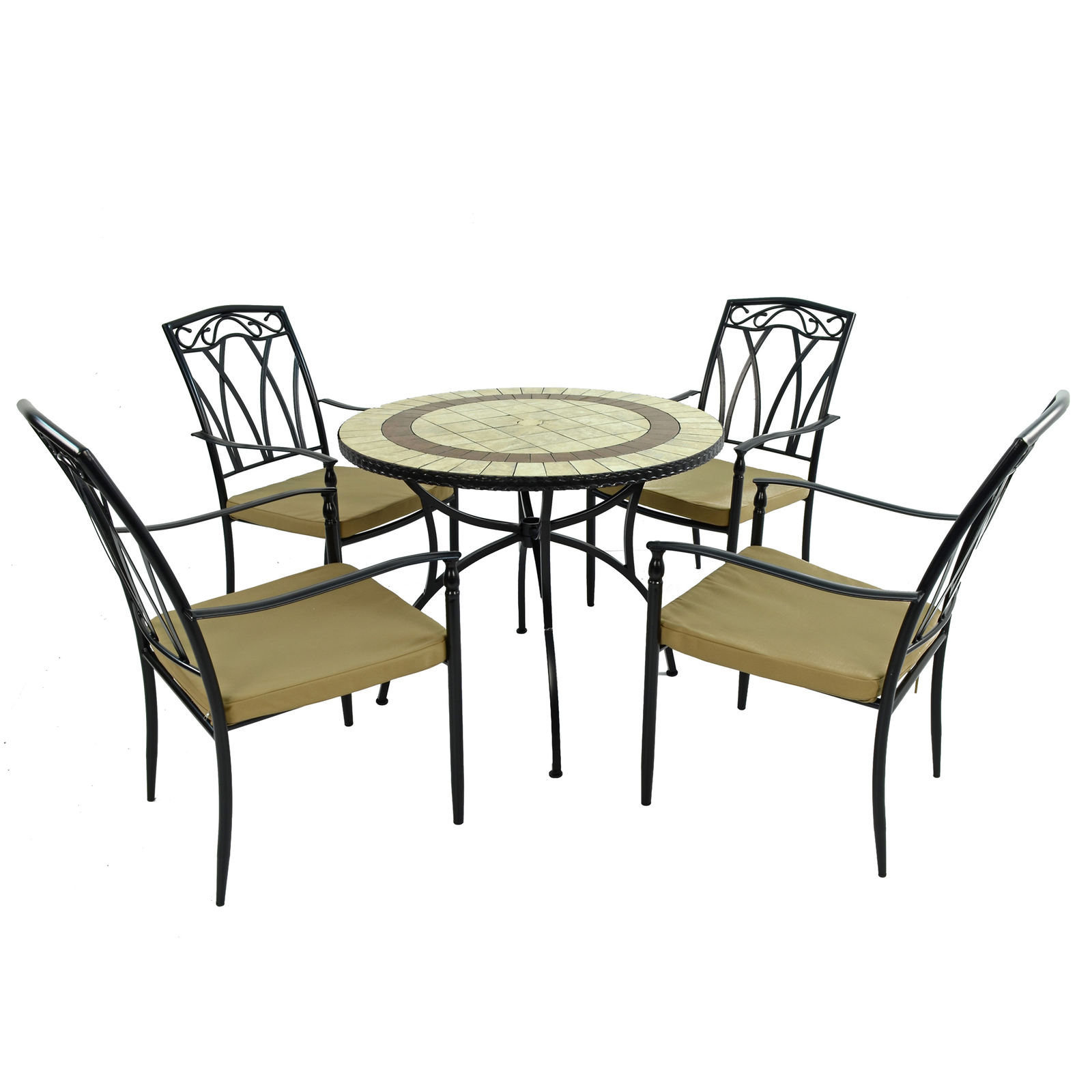 Exclusive Garden Henley 91cm Table With 4 Ascot Chairs Set Dining Sets Exclusive Garden Default Title  