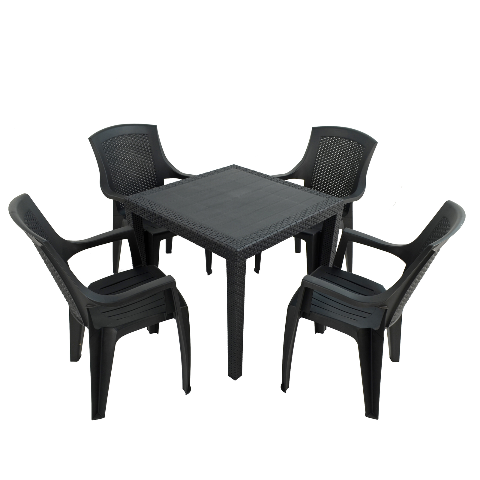 Trabella Salerno Square With 4 Sedini Chairs Set Anthracite Grey Dining Sets Trabella   