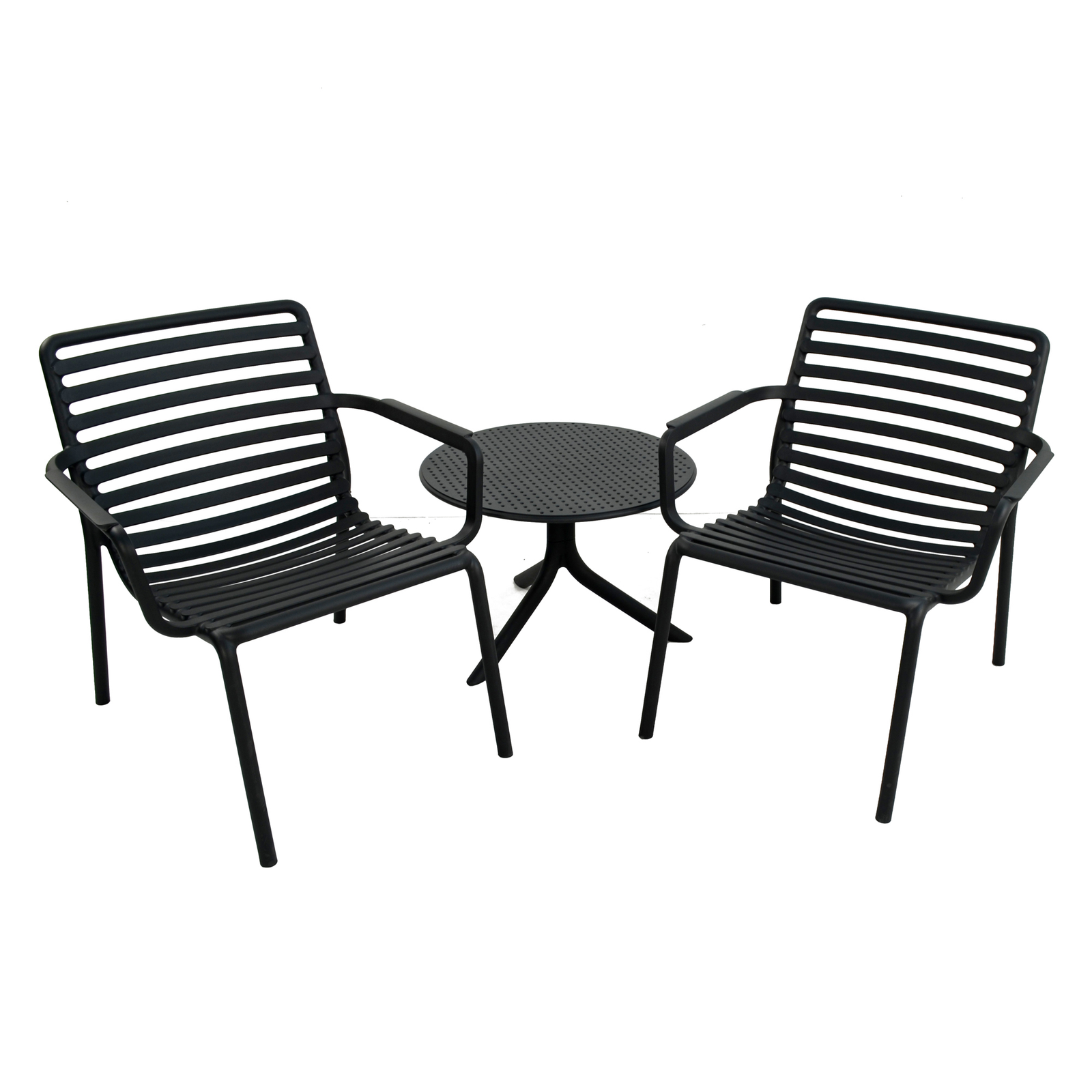 Nardi Step Low Garden Coffee Table with 2 Doga Relax Chair Set in Anthracite Grey Dining Sets Nardi   