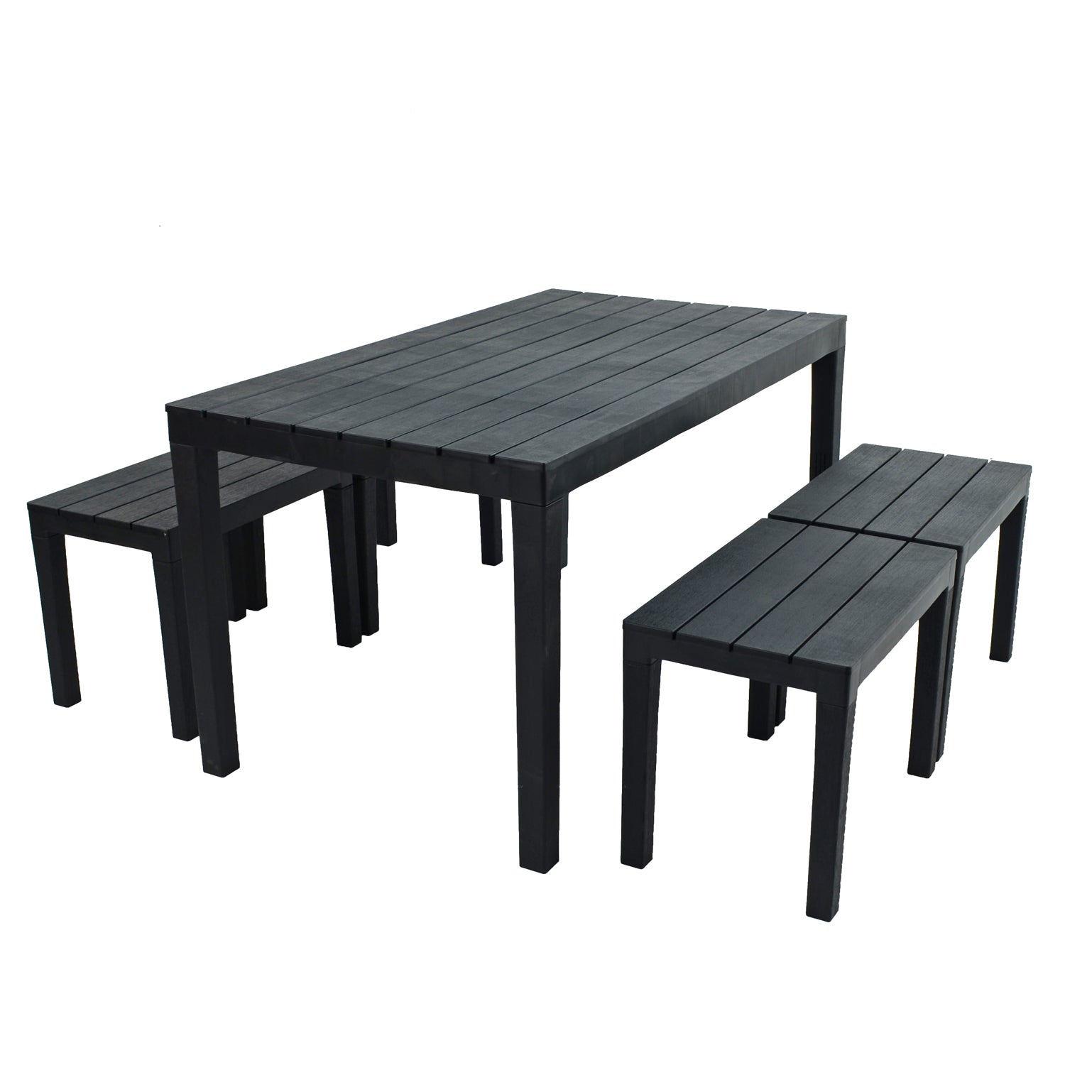 Trabella Roma Rectangular Table with 4 Roma Bench Set Anthracite Dining Sets Trabella   