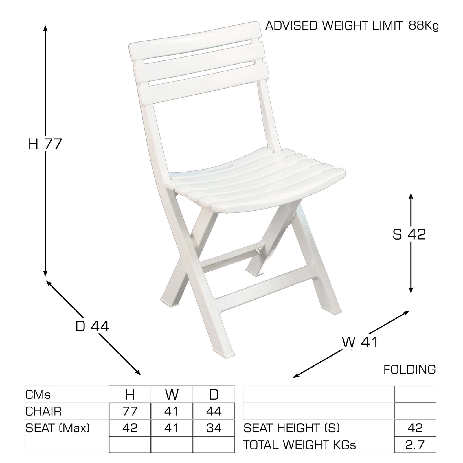 Trabella Brescia Folding Chair White (Pack of 2) Chairs Trabella   