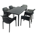 Nardi Cube Garden Table with 6 Net Chair Set in Anthracite Grey Dining Sets Nardi   
