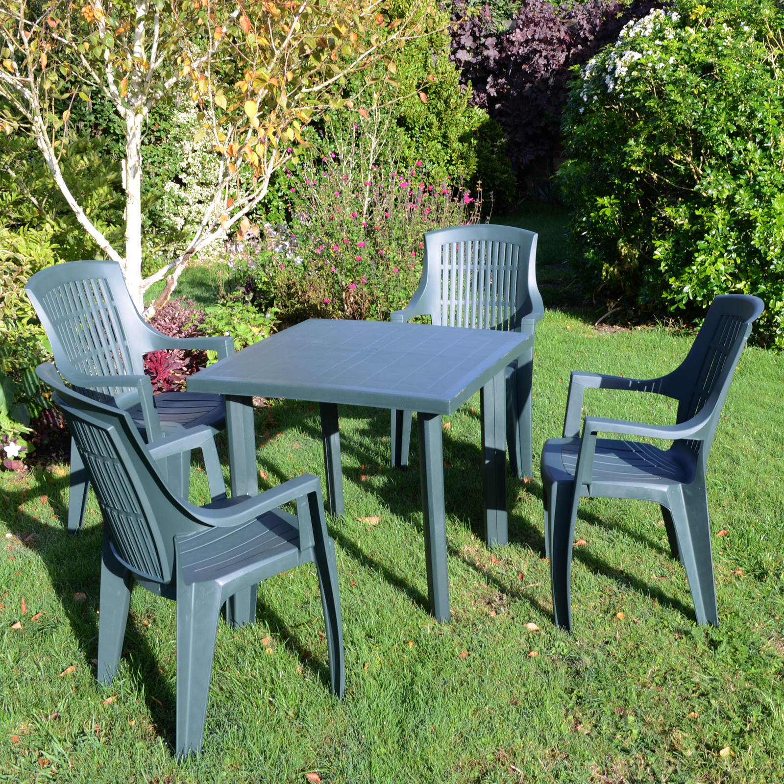 Trabella Rapino Square Table With 4 Parma Chairs Set Green Dining Sets Trabella   