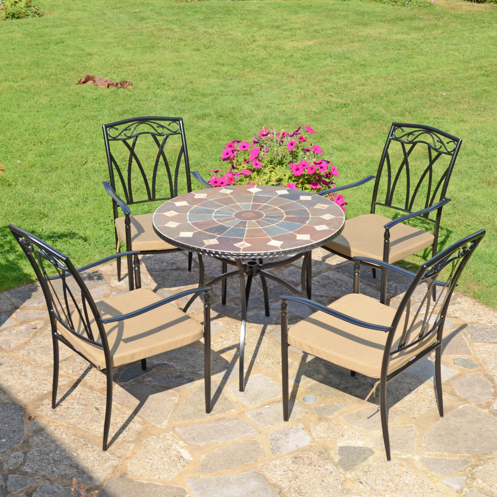 Exclusive Garden Granada 91cm Table With 4 Ascot Chairs Set